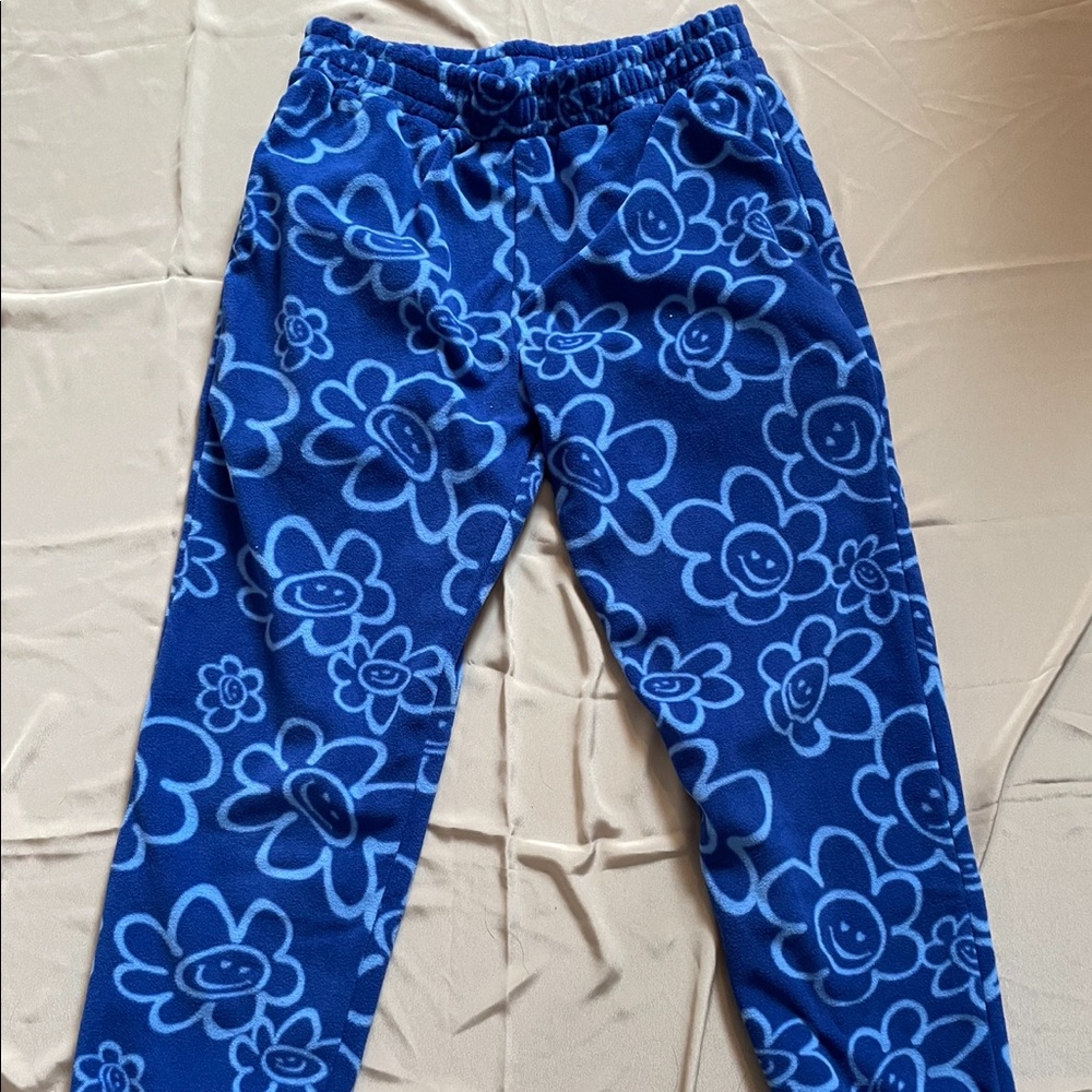 smiley blue sweat pants